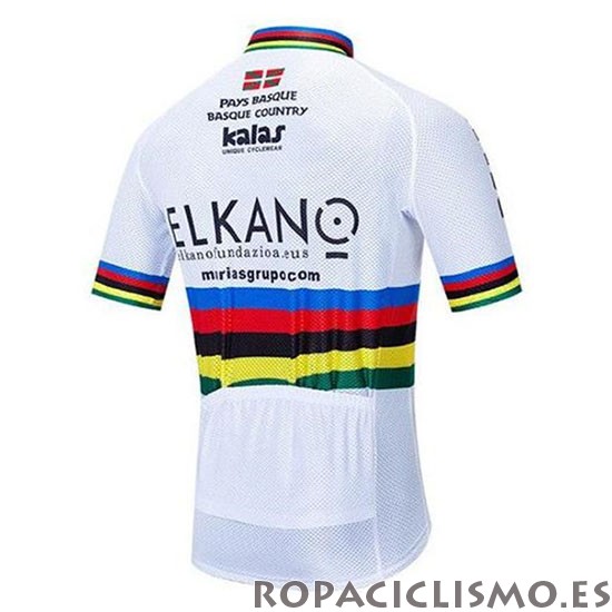 2020 Maillot UCI Mundo Campeon Euskadi Murias Tirantes Mangas Cortas Blanco